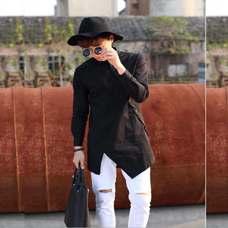 Мужские трендовые стильные Асимметричные неравномерные длинные приталенные