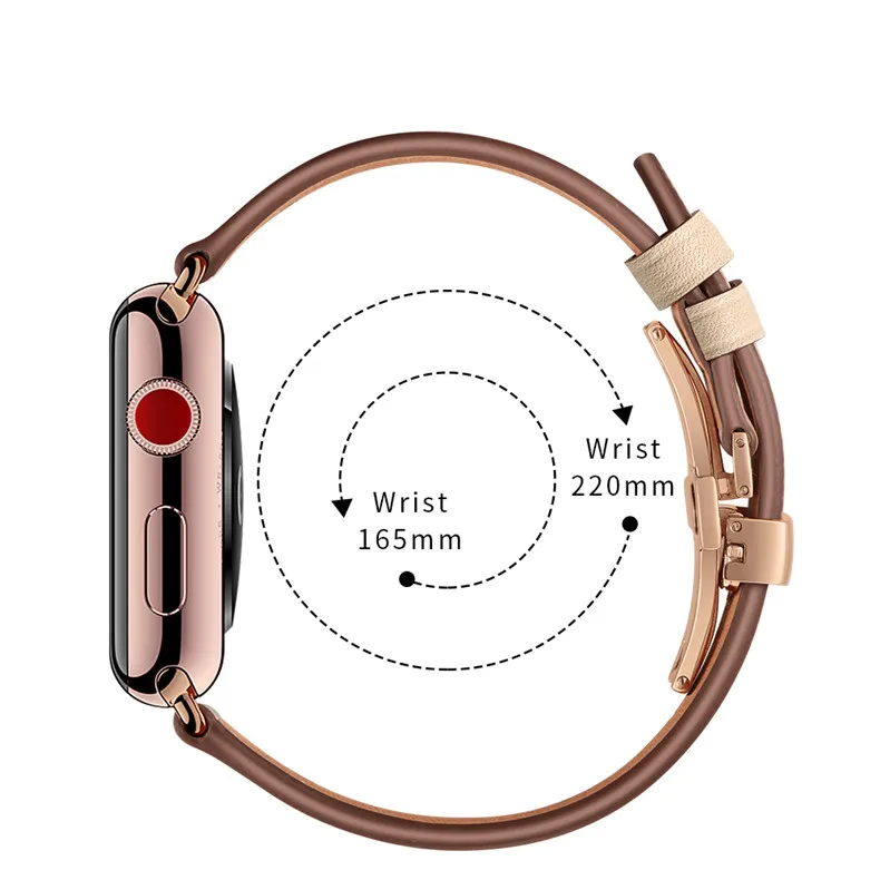 Серия 4 3 2 1 кожаный ремешок для apple watch Band 42 мм 38 мм iwatch 44 мм 40 мм соединитель из нержавеющей стали бабочка Пряжка запястье