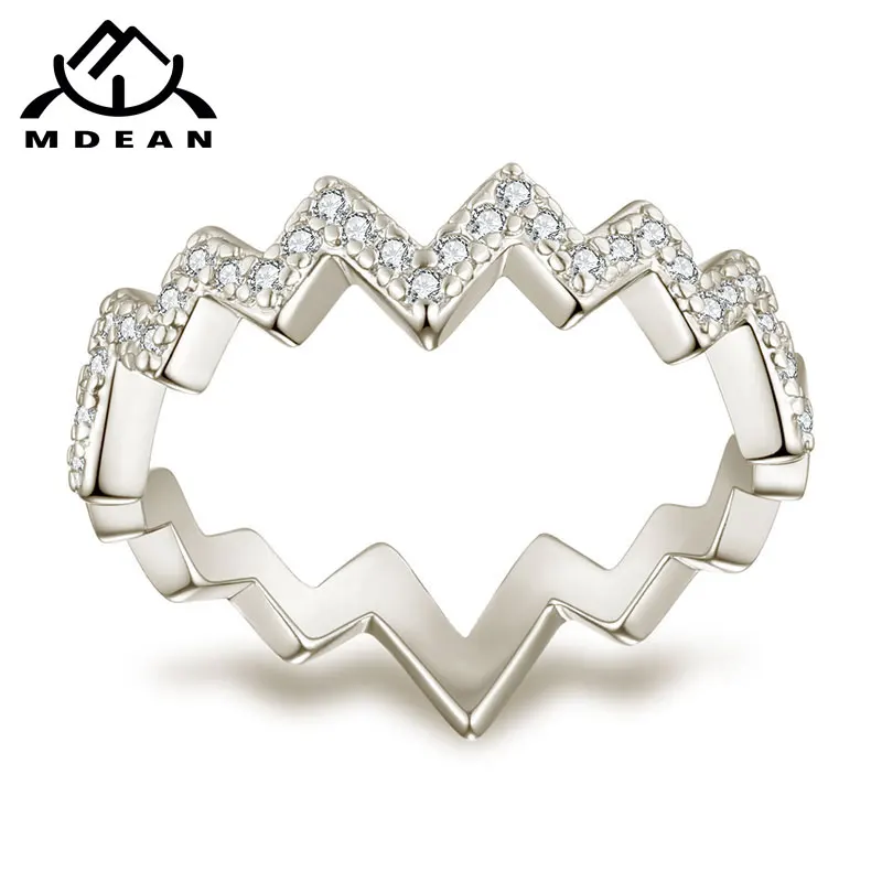 Кольца MDEAN белого золотого цвета для женщин, круглые свадебные, прозрачные AAA цирконы, ювелирные изделия Bague Bijoux, размер 6-10, R1021.