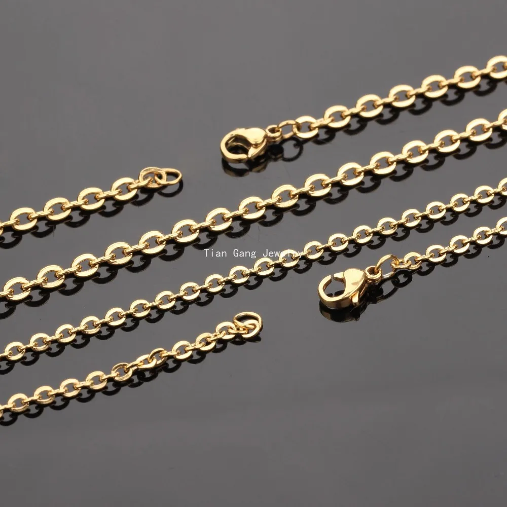 

18"-40" 10pcs/Lot Fashion 3.2mm Gold Tone Stainless Steel Cross Chain Necklace