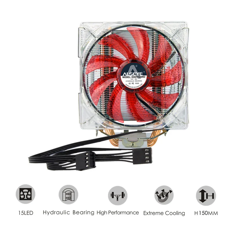 ALSEYE кулер 4 тепловые трубки двойной 4pin вентилятор Процессор кулер для LGA 1155,1156, 1151, AM2, AM3, AM4