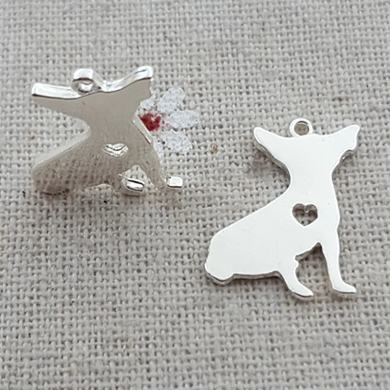 

10 Pieces/Lot 16*20mm Gold and Silver Color dog Charms Animal pendants For Jewelry Making