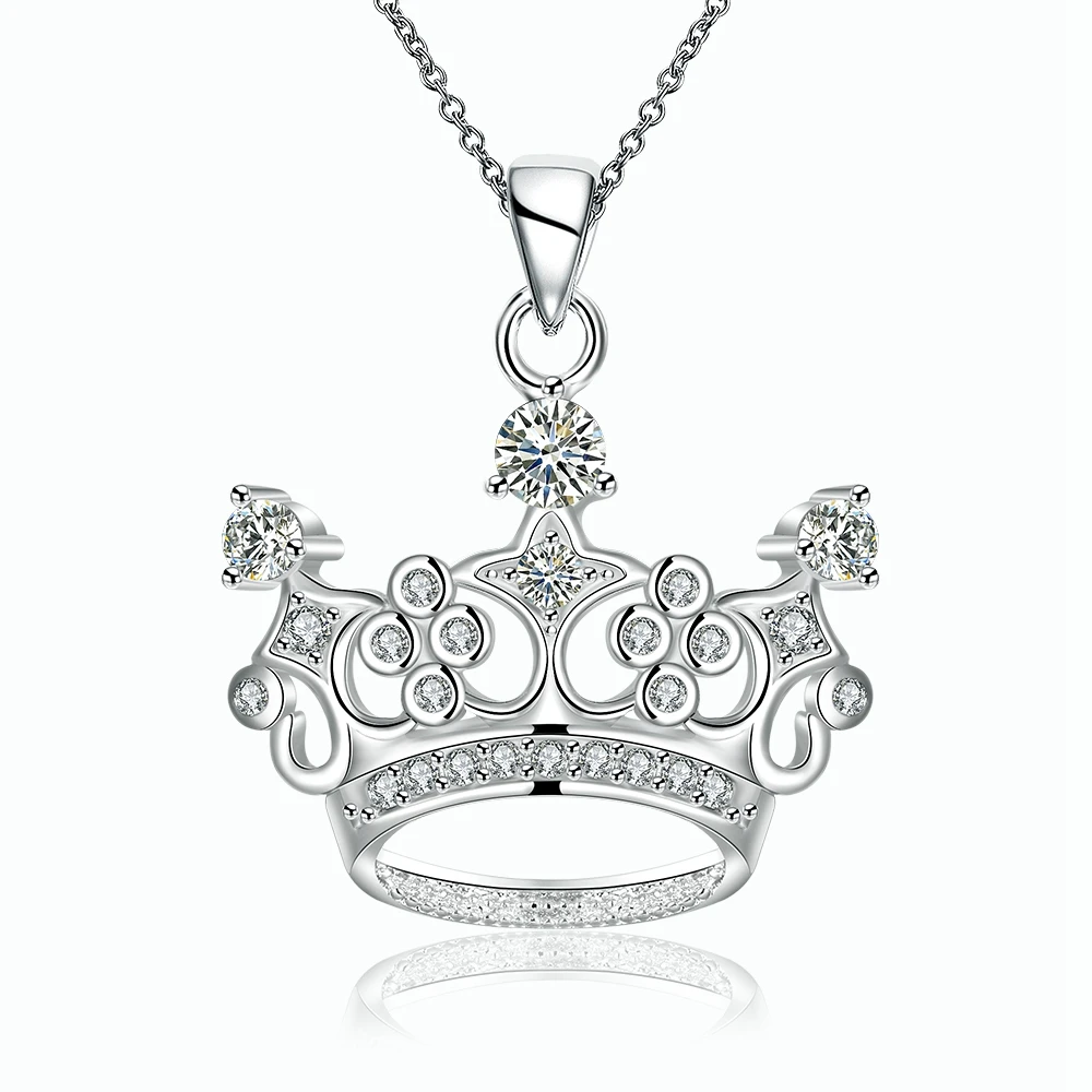 Серебряный Цвет Корона Подвеска Цепочки и ожерелья кубический циркон Кристалл