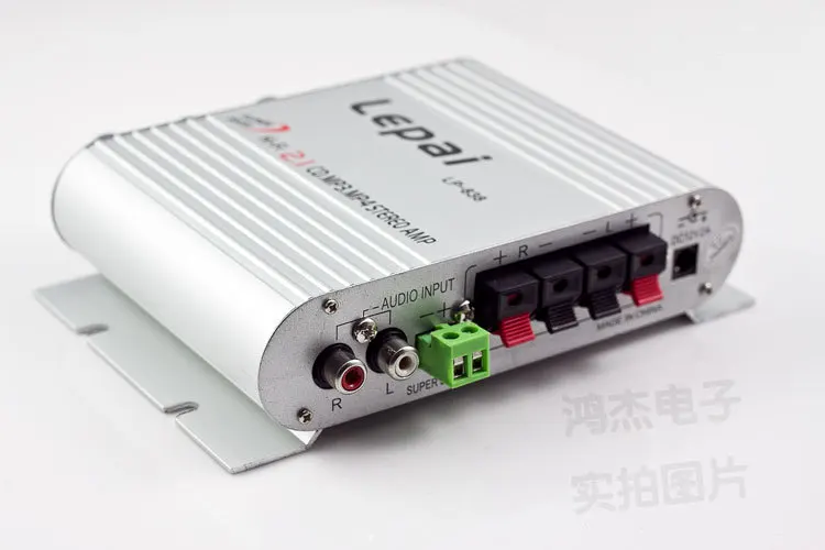 

LP-838 3 Channel Mini Amplifier Stereo+ AC/DCadapter + Connector cable lepai