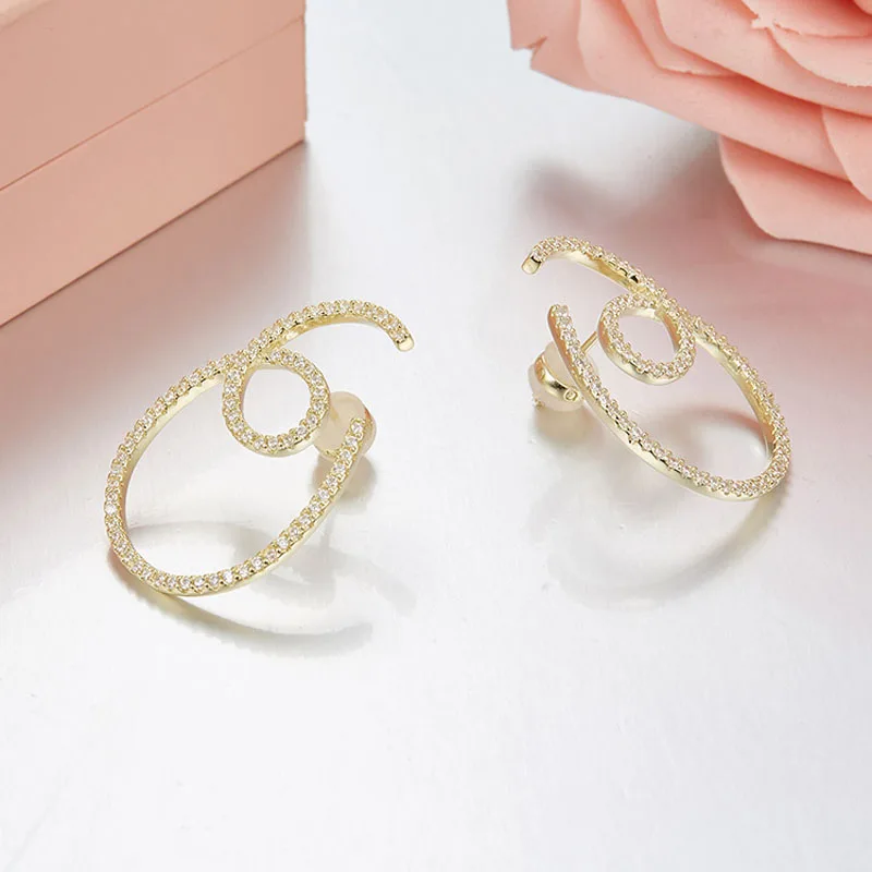 Женские серьги с перекрестными линиями SLJELY из стерлингового серебра S925 пробы