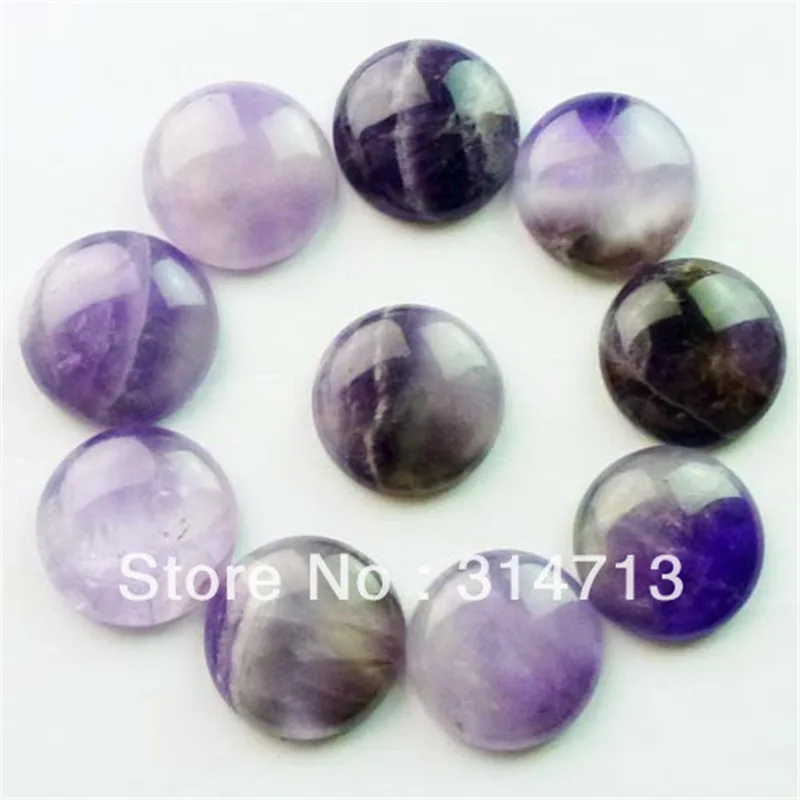 Free shipping (10 pieces/lot) 20x6mm Natural Purple Stone Round CAB CABOCHON | Украшения и аксессуары