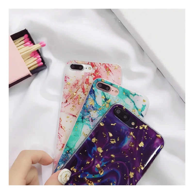Fashion Marble Phone Case for iPhone X 7 7P 8 8P 6 6S Plus Gold Glitter Soft Tpu 7Plus XS MAX XR Cases Coque |