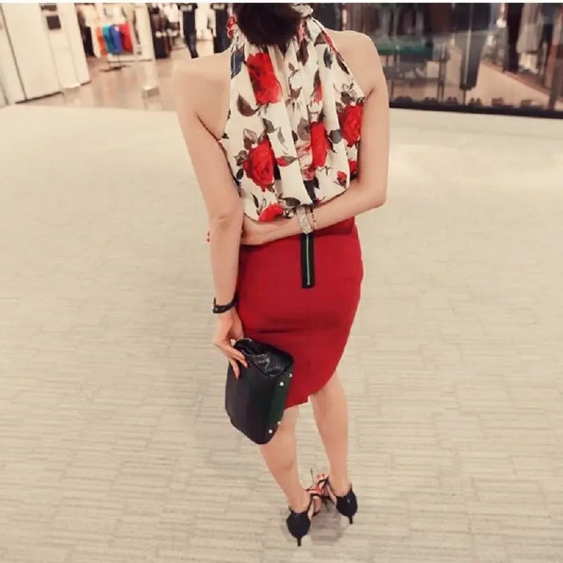 2017 Женская новая стильная модная летняя повседневная шифоновое без рукавов