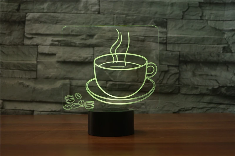 3D ночник чашку кофе, чай Стиль Luminaria модная лампа для Кофейня Ресторан украшение для столовой лампада led
