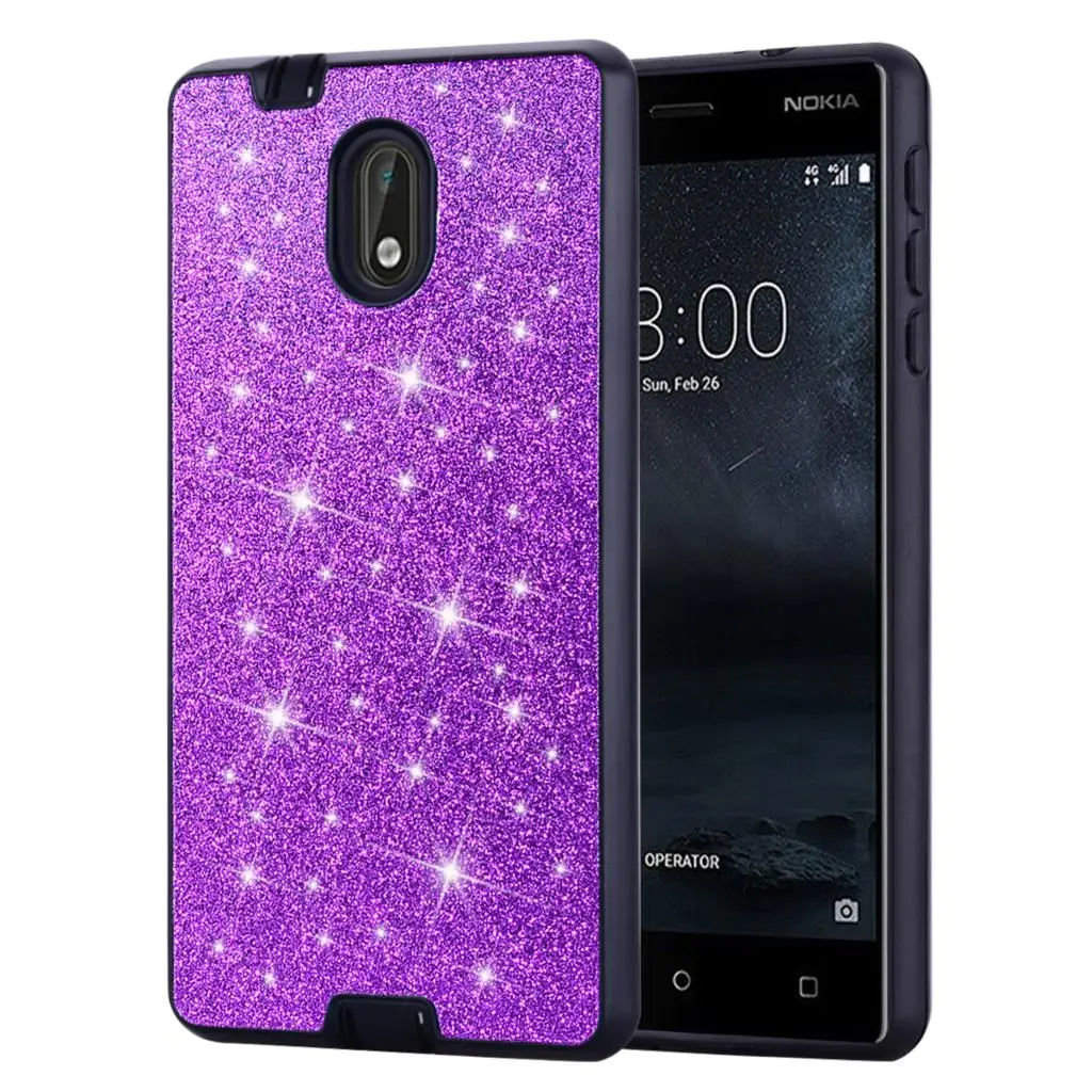 Luxury Crystal Bling 2 in 1 Glitter Silicone TPU Bumper Case For Nokia 3 5 6 8 2017 Cover Soft Full Protection Back Phone Cases |