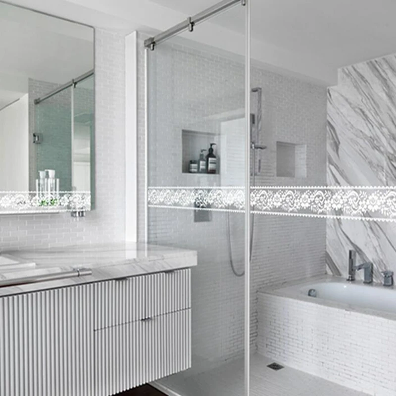 Popular Home Sticker White Lace Transparent Detachable Wallpaper Border Shop Display Window Bathroom Mirror Decorative | Дом и сад