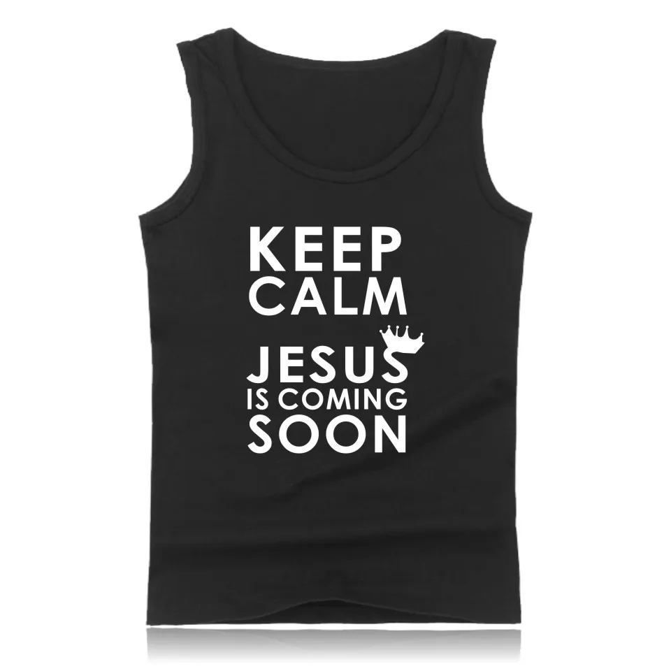 Новинка модная летняя майка Keep Calm с Иисусом близко мужская рубашка без рукавов и