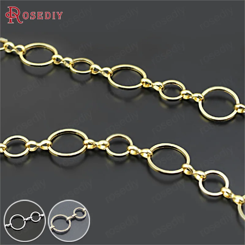 (21498)1 Meter 12MM+8MM Round Closed Rings Link Chains Brass Chains Handmade Necklace Chains Diy Findings Accessories Wholesale