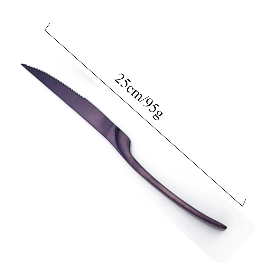 Steak Knife Цельнокроеное платье фиолетовый набор столовых приборов Одежда высшего качества Нержавеющая сталь набор посуды острый стейк Ножи стол столовый прибор-вилки комплект Прямая - Цвет: Steak Knife