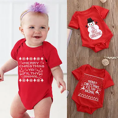 Рождественский комбинезон для новорожденных девочек и мальчиков Боди с