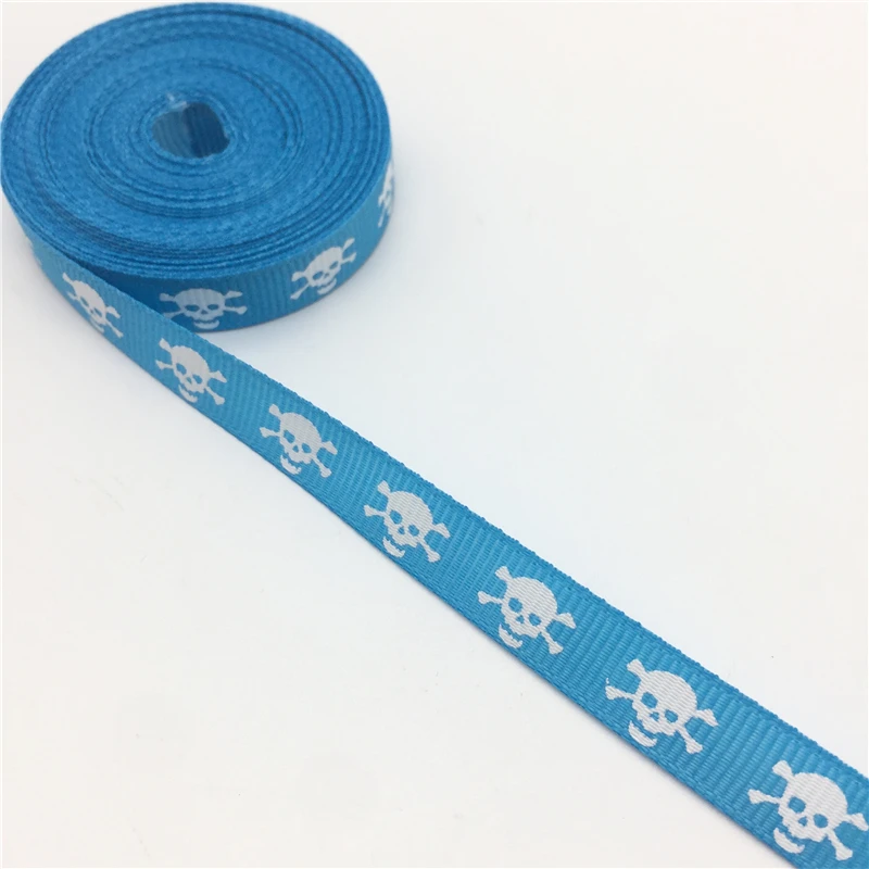 5 ярдов 3/8 &quot(10 мм) напечатанный череп Grosgrain лента для пояса подарочная упаковка