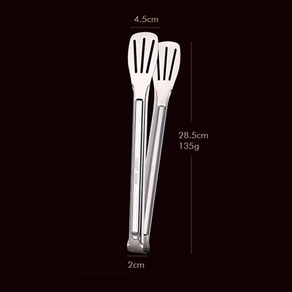 large 28.5cm Кухонные щипцы для еды 304 из нержавеющей стали, кухонная утварь, буфет, щипцы для салата, мяса, щипцы для барбекю, приготовления пищи, выпечки, хлеба, зажим - Цвет: large 28.5cm