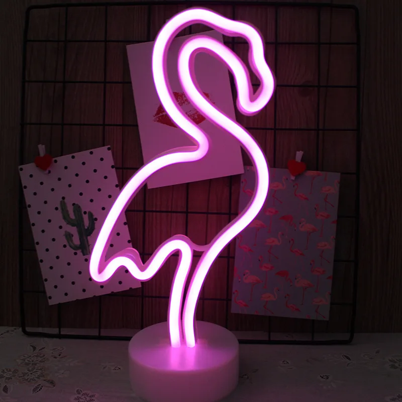 3D модный Фламинго кактус кокосовое дерево неоновый светодиодный ночник для