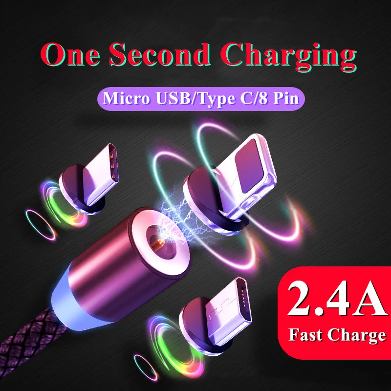 Быстрый Магнитный кабель Micro usb type C зарядное устройство для iPhone XS X XR 8 7 samsung S8 магнит Android телефонный кабель Шнур