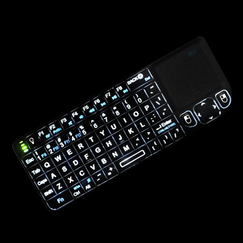 Бесплатная доставка! Rii mini k01 2.4G Беспроводная клавиатура с подсвечивающимся
