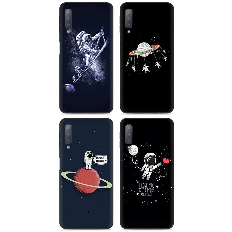 Space Love Луна астронавт мягкий чехол для мобильного телефона чехол для samsung Galaxy A6 7 8 9 A10 30 40 50 70 J6