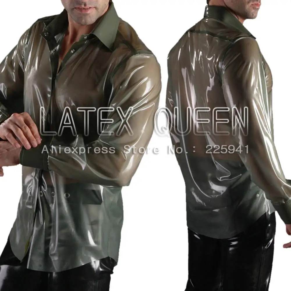 Men's latex shirt in trasparent color