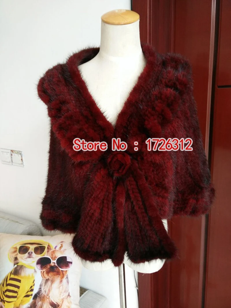 Шуба из натуральной норки женская Норковая плетеная накидка меховая шаль
