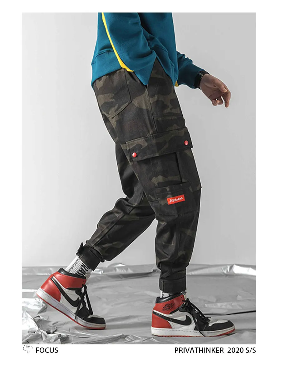 Privathinker Joggers Ankel-length камуфляжные штаны мужские японские спортивные штаны с карманами мужские корейские штаны спортивные штаны в стиле хип-хоп 4XL