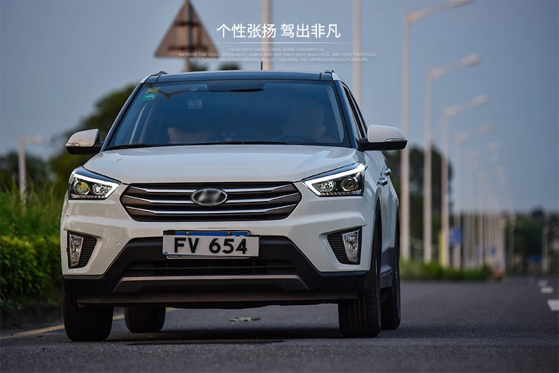 KOWELL автомобильный Стайлинг для hyundai ix25 головной светильник s для Creta светодиодный головной фонарь Ангел глаз светодиодный DRL передний светильник Биксеноновая линза ксенон HID