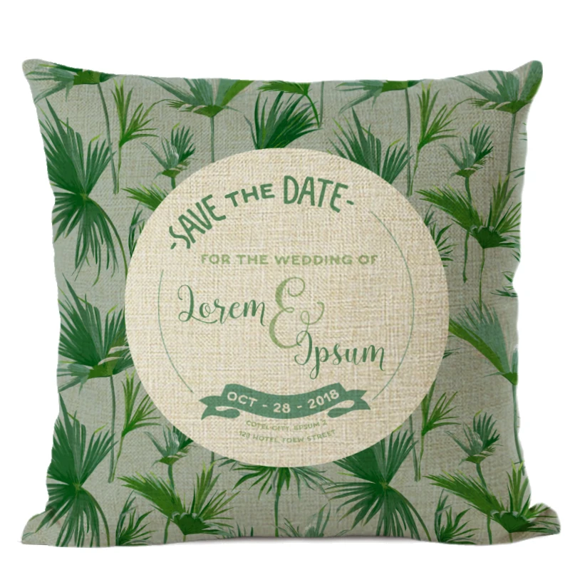 Растительные чехлы на подушки Тропическое дерево зеленые наволочки