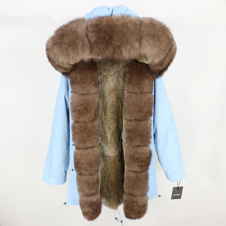31 OFTBUY, зимняя женская куртка, длинная парка, Воротник из натурального Лисьего меха, капюшон, подкладка из натурального кроличьего меха, Толстая теплая парка, уличная Роскошная - Цвет: 31