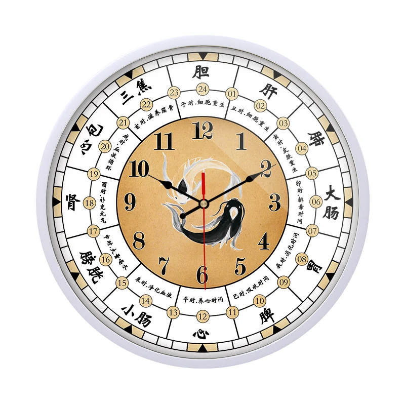 12/16 дюйма Китайский Стиль настенные часы Пластик/стекло фэн-шуй висит настенные часы для Гостиная Украшения бесшумные часы