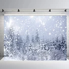 Фон для фотосъемки детей с изображением зимнего снежного леса замерзших деревьев снежинок чудес Рождественский портрет для студийной съемки B144