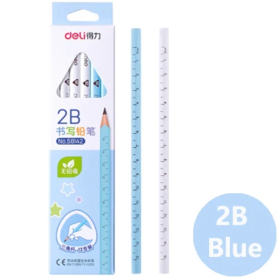 Blue 2B Deli 12 шт., HB/2B пишущий карандаш, профессиональные стандартные карандаши, набор для рисования, рисования, эскиз, карандаш, Канцтовары для учащихся - Цвет: Blue 2B