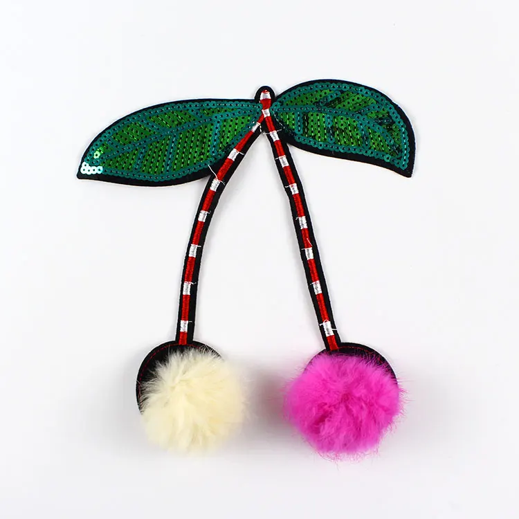 Модный бисер вышивка вишневым мороженым патч аппликация с пайетками свитер