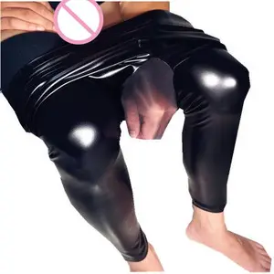 Новинка Осень-зима 2018, мужские сексуальные кожаные штаны, вельветовые толстые теплые штаны из искусственной кожи, колготки