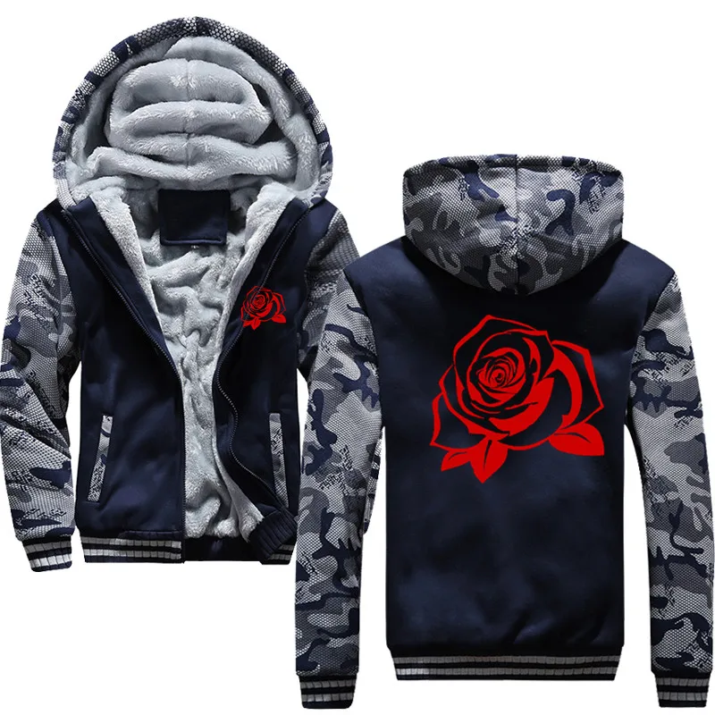 

2021 new Delicate Cute Bright Red Rose Intricate Sweatshirt men's sportswear plus hair cardigan winter thick hoodie