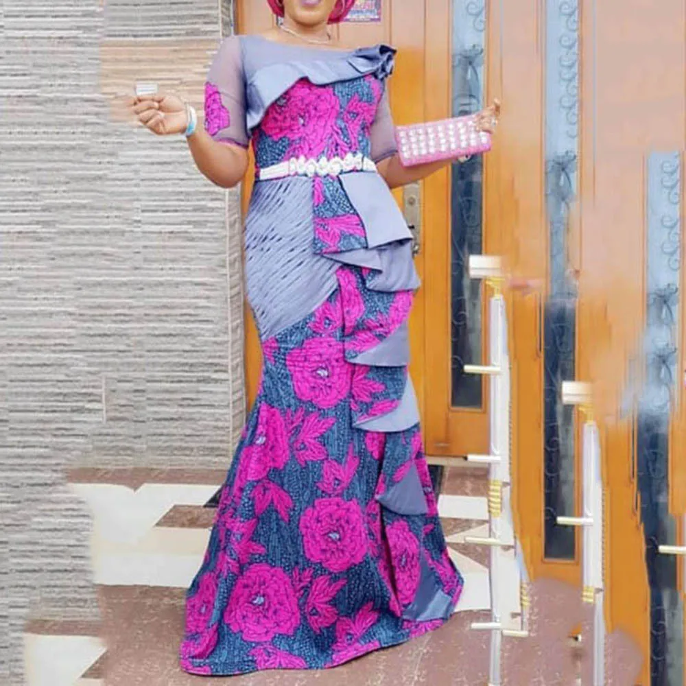 2019 платье в африканском стиле женское с блестками и круглым вырезом Повседневное