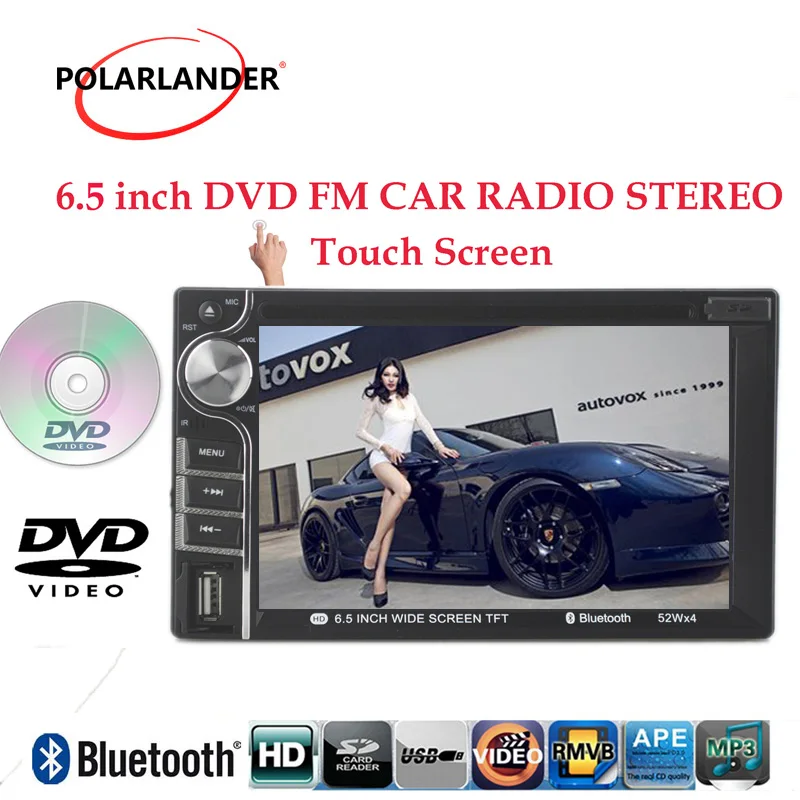 6 5 дюймовый Bluetooth для камеры заднего вида 2 Din Автомобильный DVD MP4 плеер с сенсорным