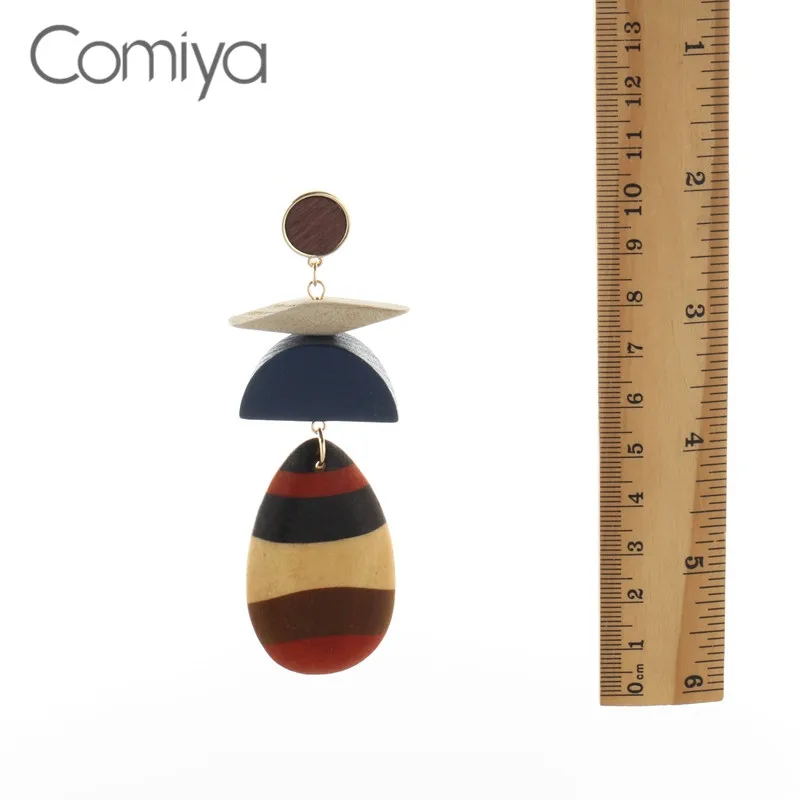 Comiya Personality Earrings Wood Decoration Water Drop Long Dangle Earring Zinc Alloy Bijuteria Feminina Statement Accessories | Украшения