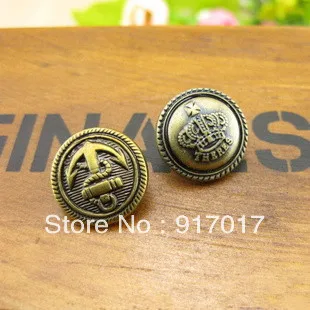 Free Shipping 150 pcs Mixed jewelry accessories 15MM antique bronze anchor wholesale buttons