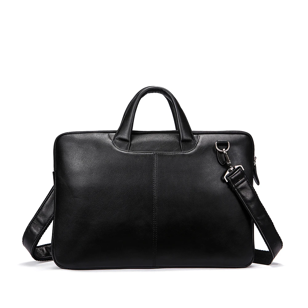 Мужской портфель из натуральной воловьей кожи черная деловая сумка на плечо для
