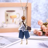 2019 new europe and the united states season new blue doll pendant necklace women long chain trendy sweet jewelry collier femme