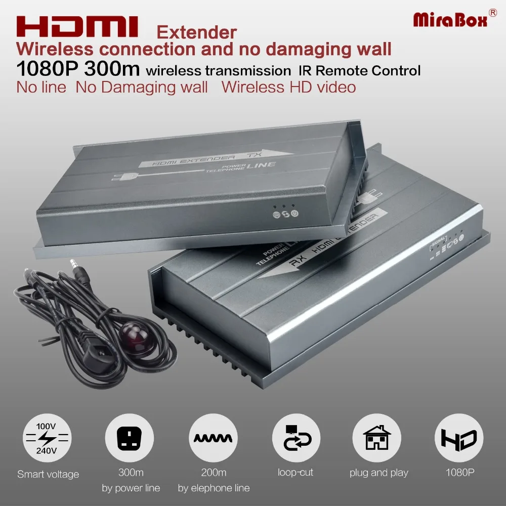MiraBox HDMI беспроводной удлинитель над домом мощность линии м до 300 984ft поддержка 1080P