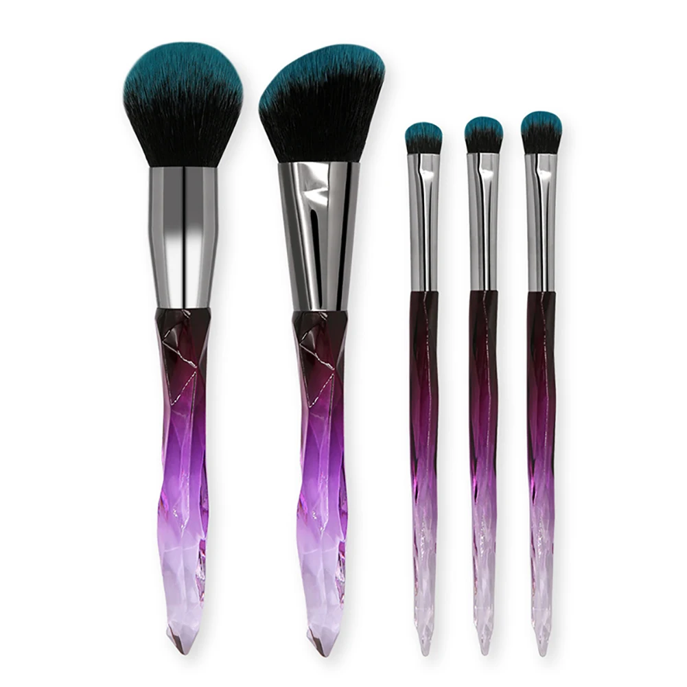 New 5 Makeup Brushes Clear Crystal Diamond Handle Brush Set Complete Face Beauty Tool | Красота и здоровье