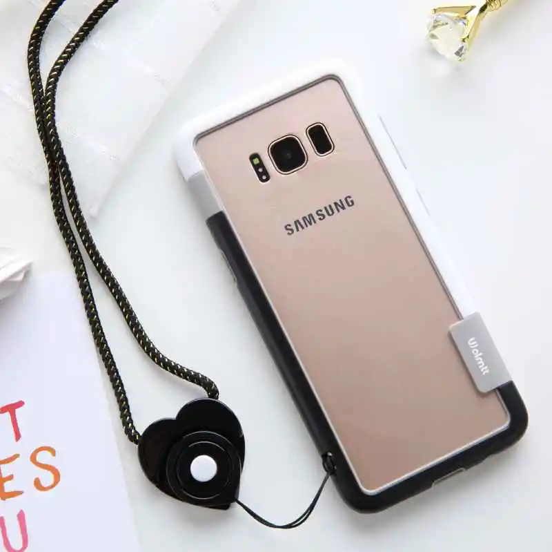 Для Sansung Galaxy S10 S9 S8 Plus S10e чехол Wolnutt контрастный цвет мягкий пластик, ТПУ двухцветный в горошек рамка чехол сo шнуром бампер - Цвет: Black and White