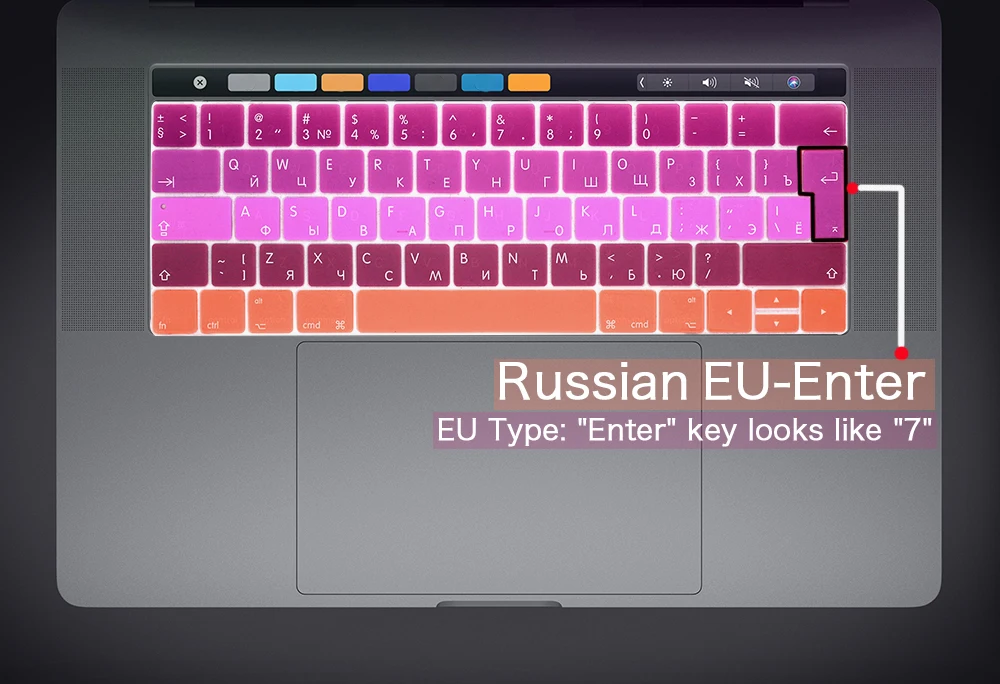 ЕС русский для Macbook pro 13 15 дюймов клавиатура защитная пленка цветная клавиатура чехол для сенсорной панели A1706 A1707 A1989 A1990 A2159
