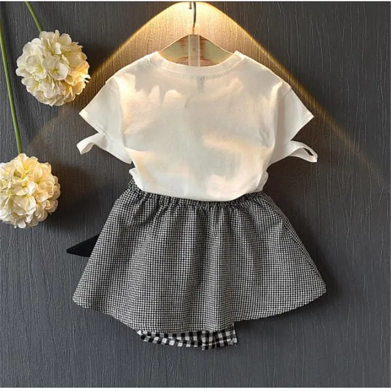 Комплект одежды для девочек Новинка лета 2021 Детская футболка с буквенным принтом