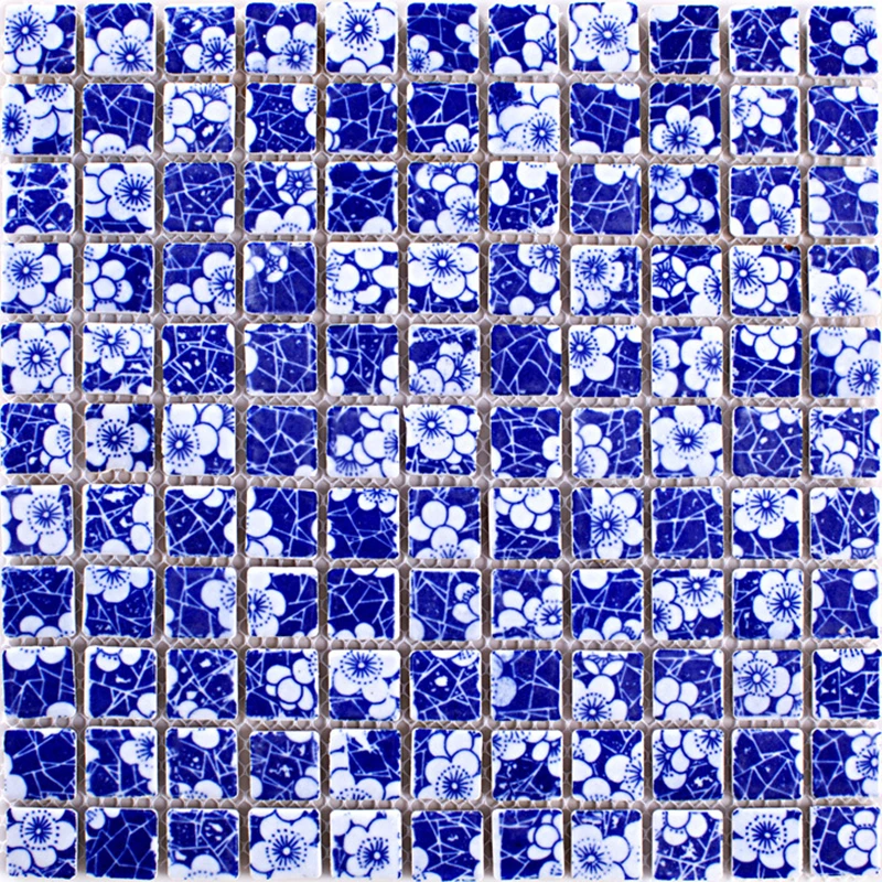 Сине белый цветок Фарфоровая керамическая мозаика Сделай Сам сад кухня backsplash