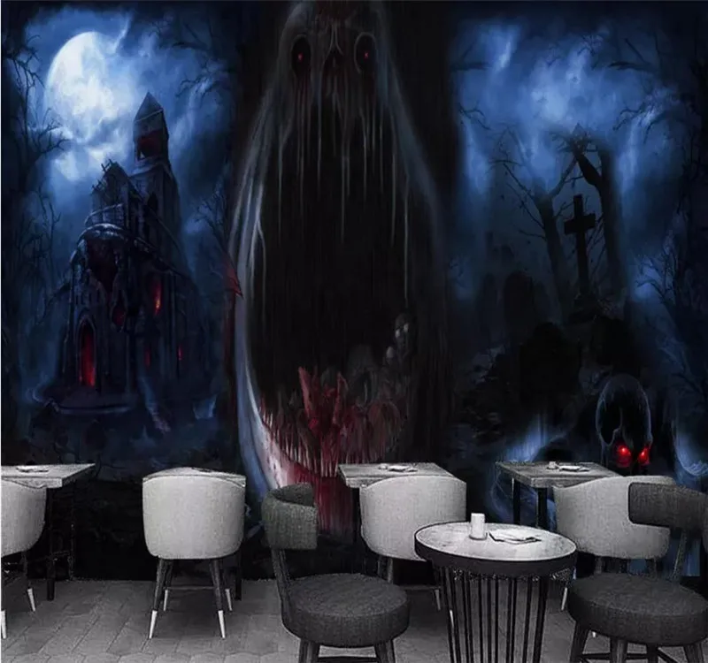 Custom wallpaper 3D stereo mysterious horror haunted house escape mural wall High-grade waterproof material |